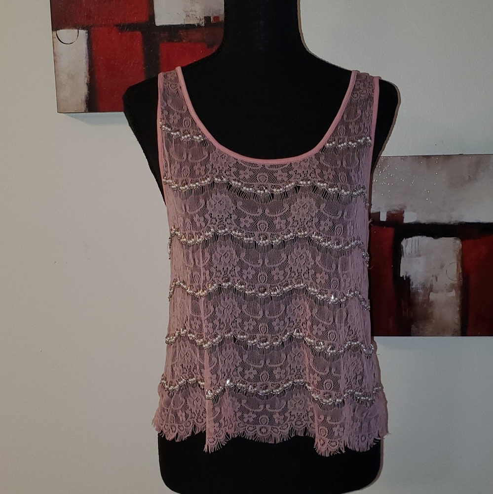 Twik simons pink beaded cami